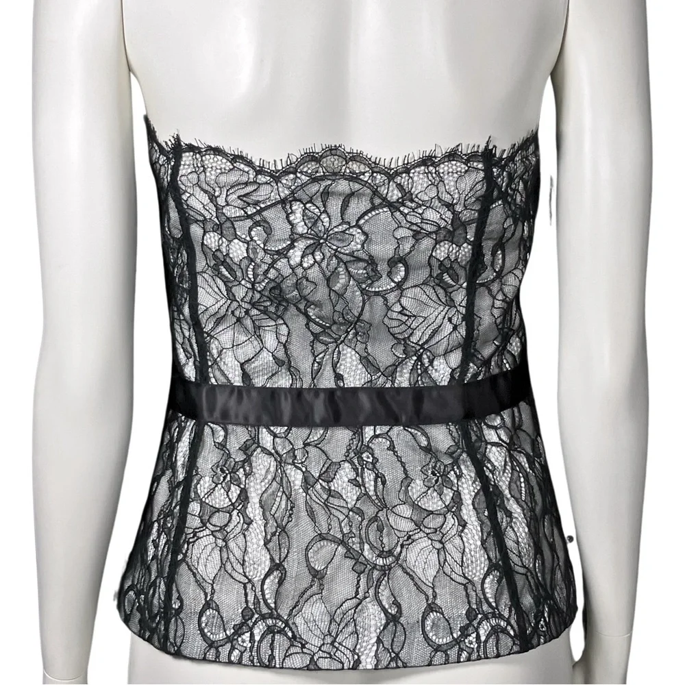Vintage Y2K Black Cream Lace Bustier Corset Going Out Top. XS. Gothic Whimsigoth - Picture 5 of 9